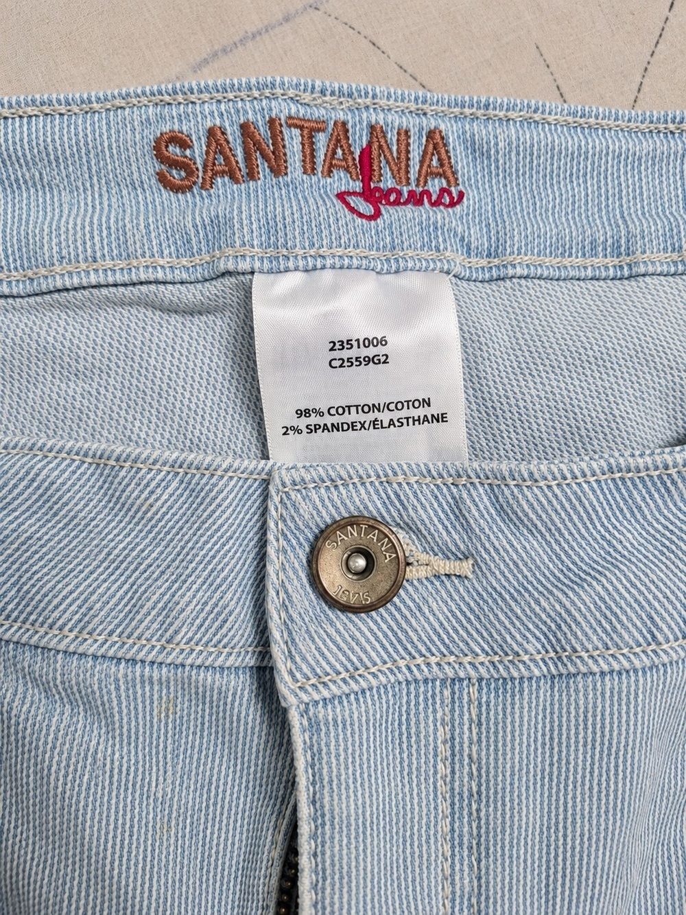 Santana Jeans Light Blue Pinstripe Pants - Size 18